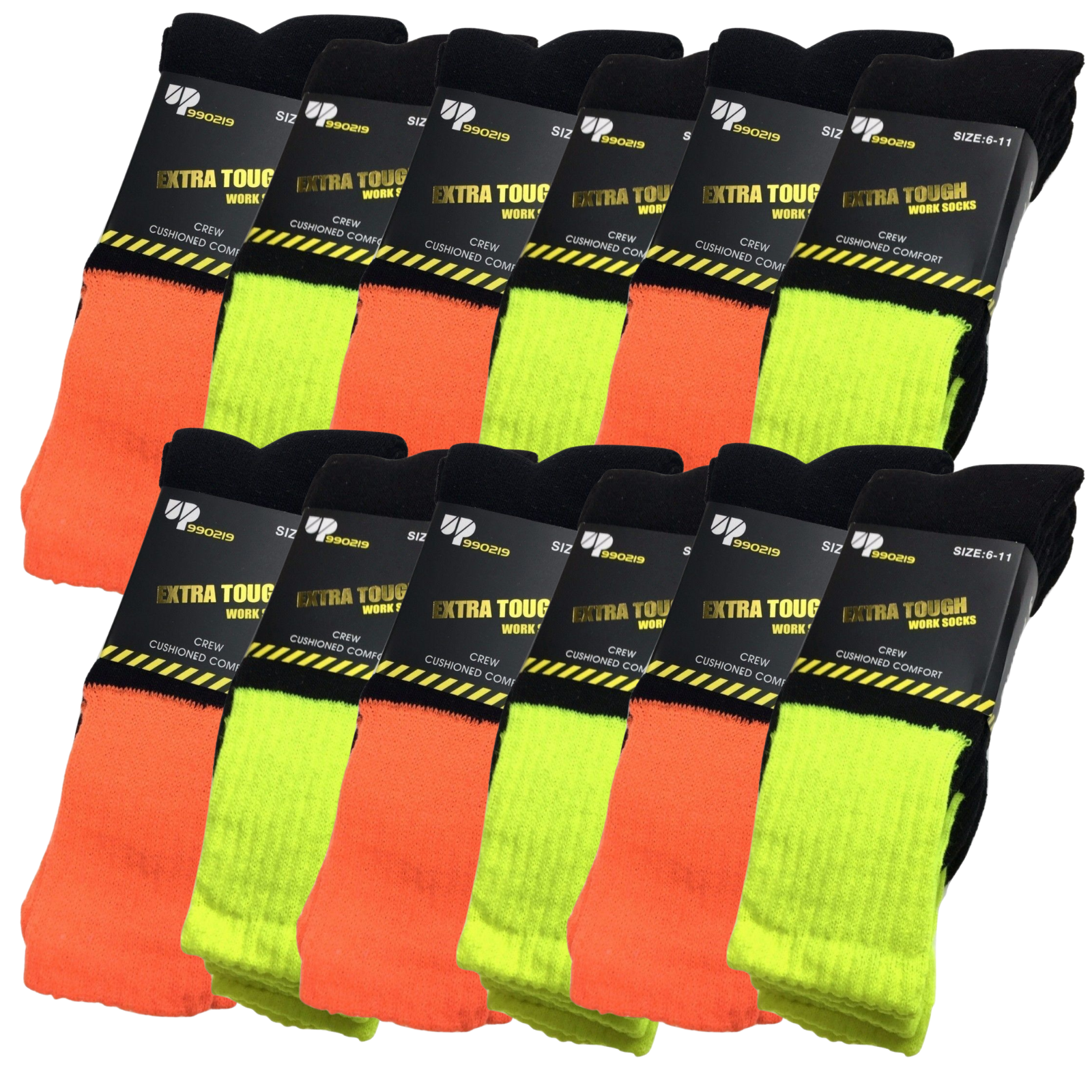 Black Pack of 20 Men’s Performance Basic Crew Socks 6-11 Size 