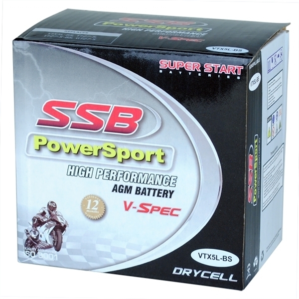 SSB Powersport V-SPEC  12V 6AH 195CCA High Performance AGM Motorcycle Battery