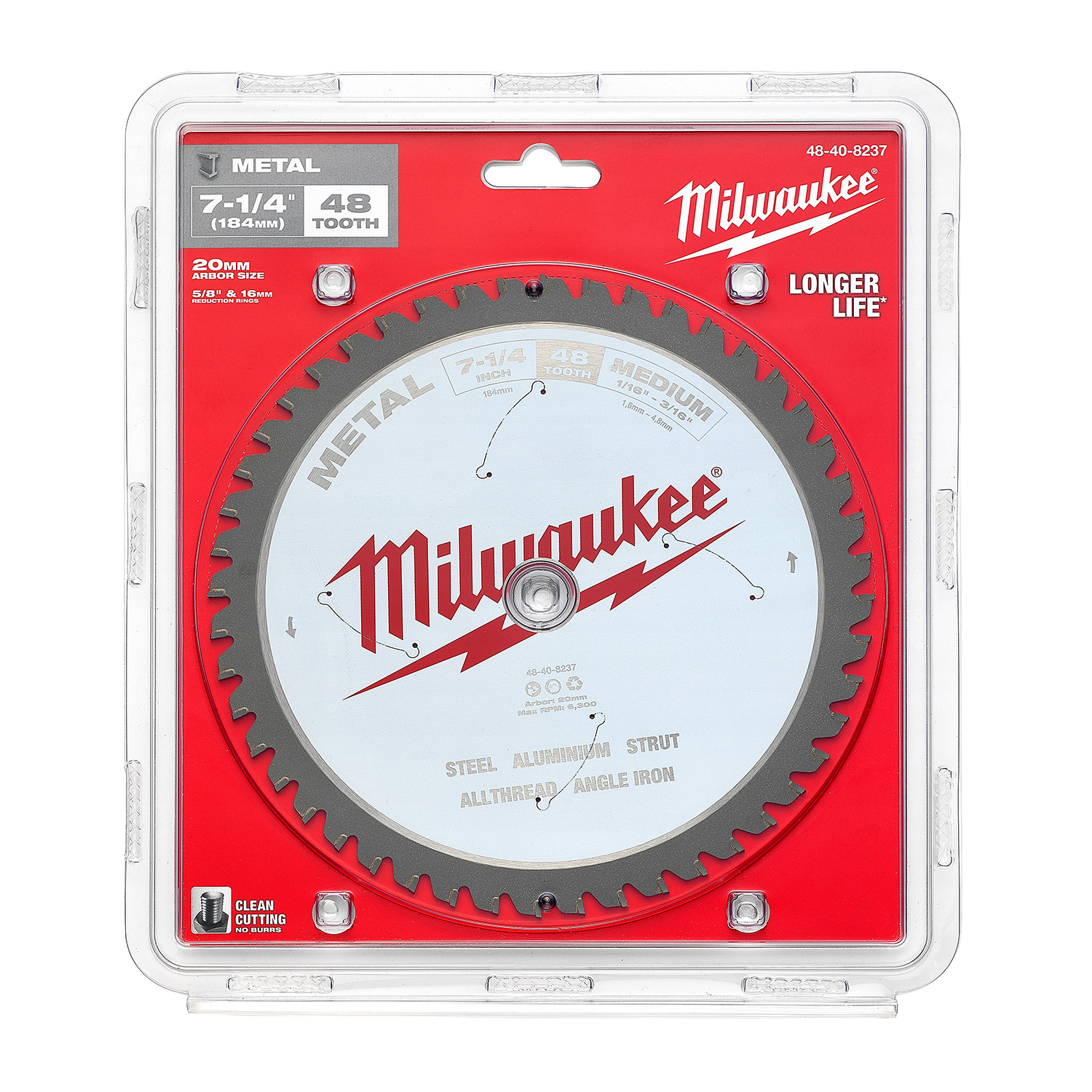 Milwaukee 184mm (7-1/4") 48T Medium Metal Circular Saw Blade 48408237