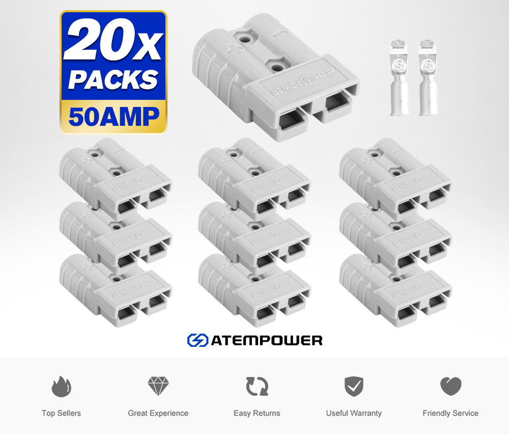 ATEM POWER 20Pcs Anderson Style Plug Connectors 50AMP 12-24V 6AWG
