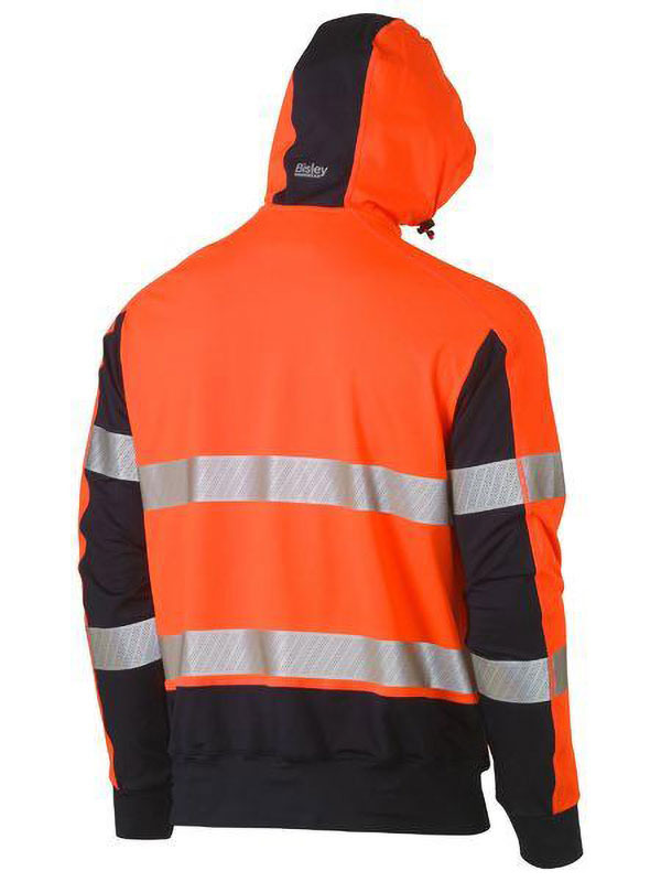 Taped Two Tone Hi Vis Contrast 4 Way Stretchy Hoodie Orange/Navy Size XS