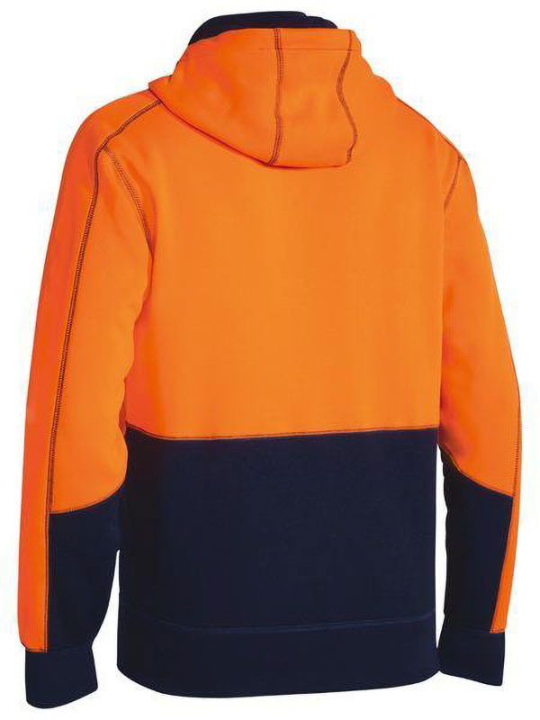 Hi Vis Zip Front Fleece Hoodie Orange/Navy Size XS