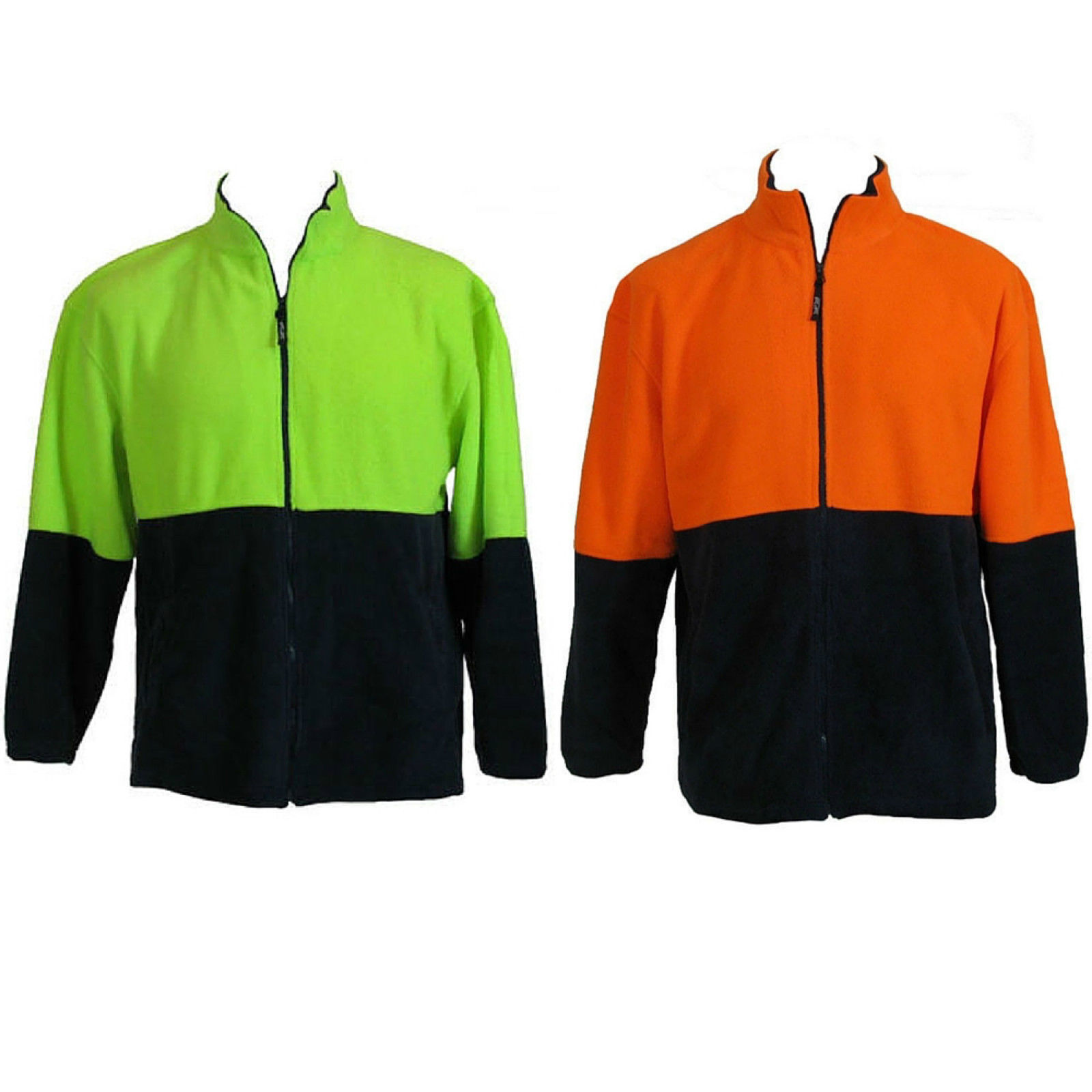 HI VIS POLAR FLEECE Jumper Full Zip Safety Workwear Fleecy Jacket Unisex - Orange - 4XL