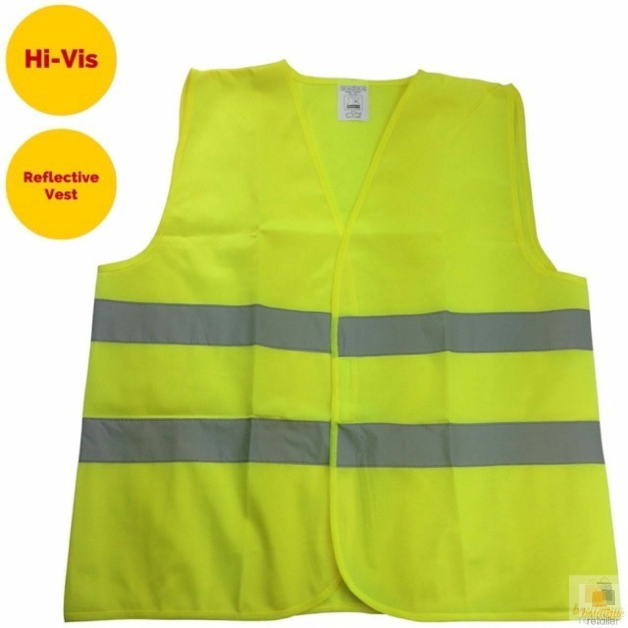10x Hi Vis Safety VEST Reflective Tape Workwear Yellow ONE SIZE Night & Day BULK