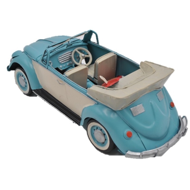 Volkswagen Beetle with Surfboard Ornament Blue 34cm