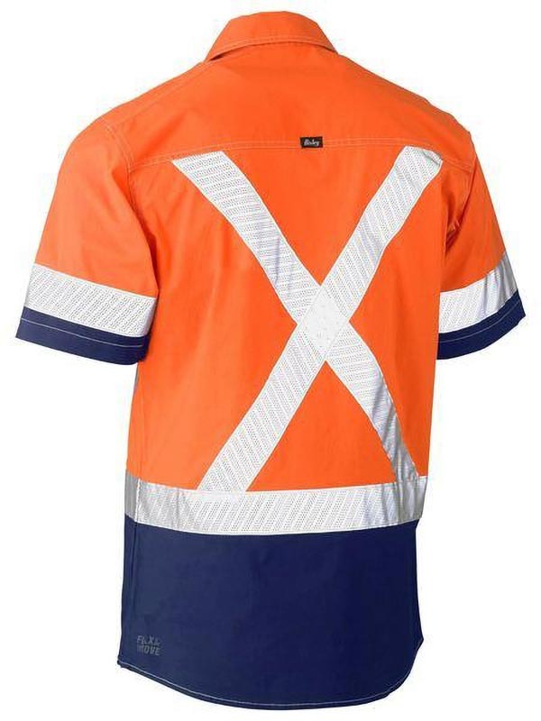 Flx & Move X Taped Hi Vis Utility Shirt Orange/Navy Size XS