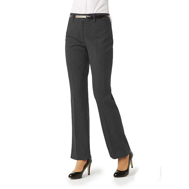 Ladies Classic Flat Front Pant Charcoal 8