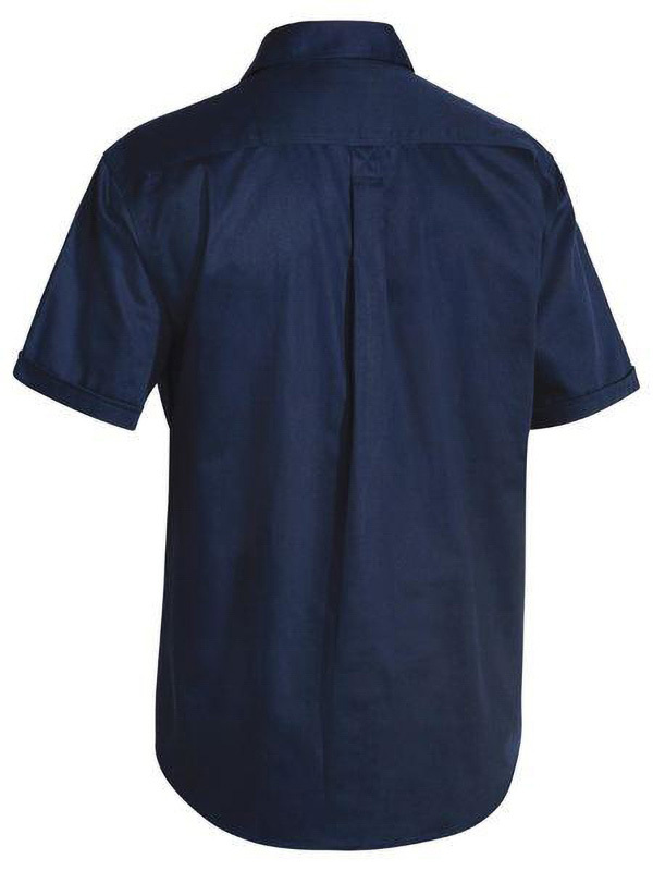 Closed Front Cotton Drill Shirt Navy Size S