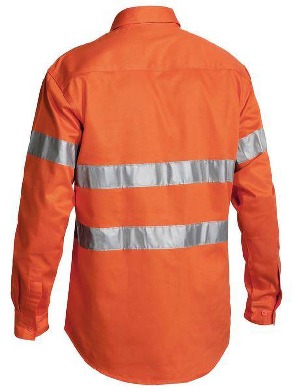 Taped Hi Vis Closed Front Drill Shirt  Orange Size S