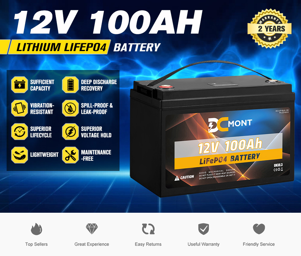 Batterie décharge lente power battery 12v 100ah - Équipement caravaning