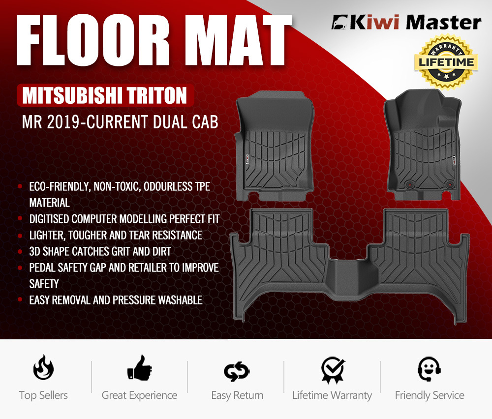 KIWI MASTER Car Floor Mats for Mitsubishi Triton MR 2019-Current Dual Cab