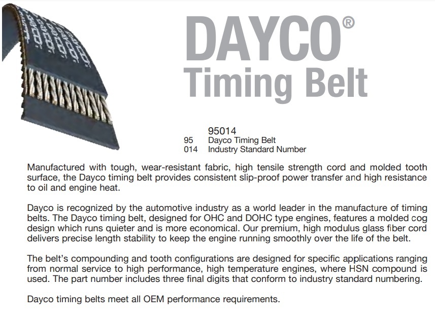 Dayco Timing belt for Ford Courier Econovan Spectron Telstar Mazda E2000