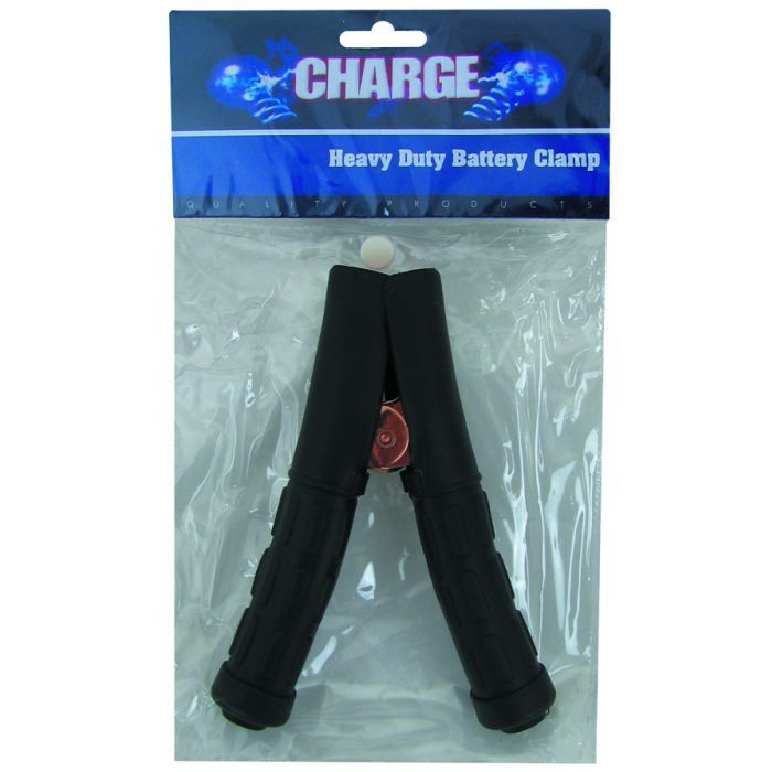 Charge Battery Clamp 600Amp Black Insulated Heavy Duty