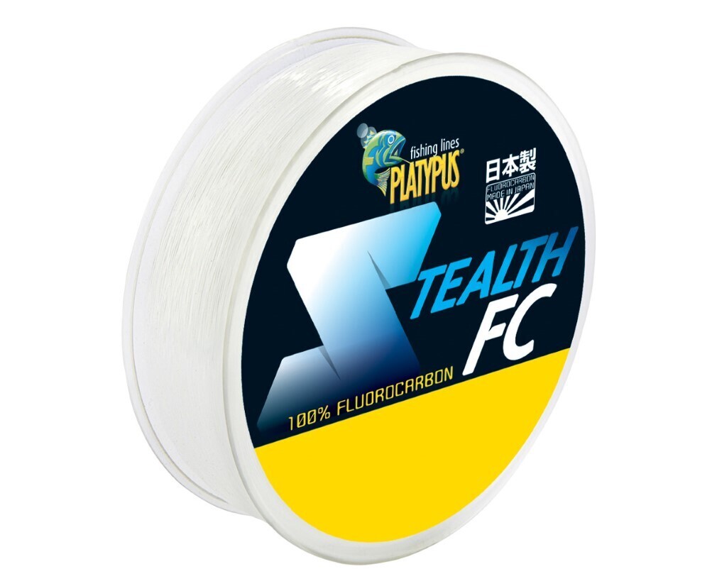 50m Spool of 50lb Platypus Stealth Fluorocarbon Fishing Leader with Elastic  Line Tamer