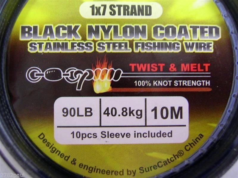 Twist & Melt Stainless Steel Black Nylon Coated Fishing Wire X 10m