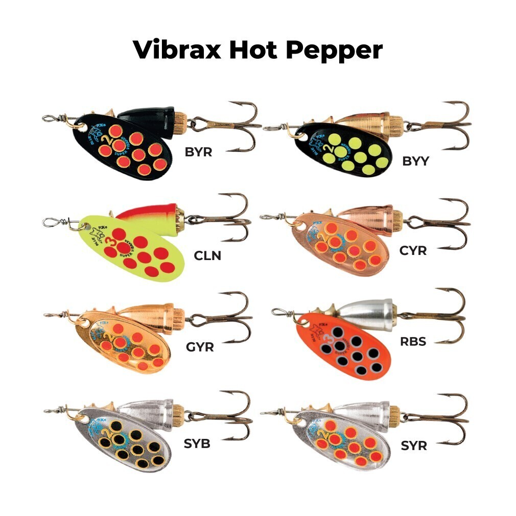 Size 1 Blue Fox Vibrax Hot Pepper 4gm Spinner Lure - Red/Black/Silver