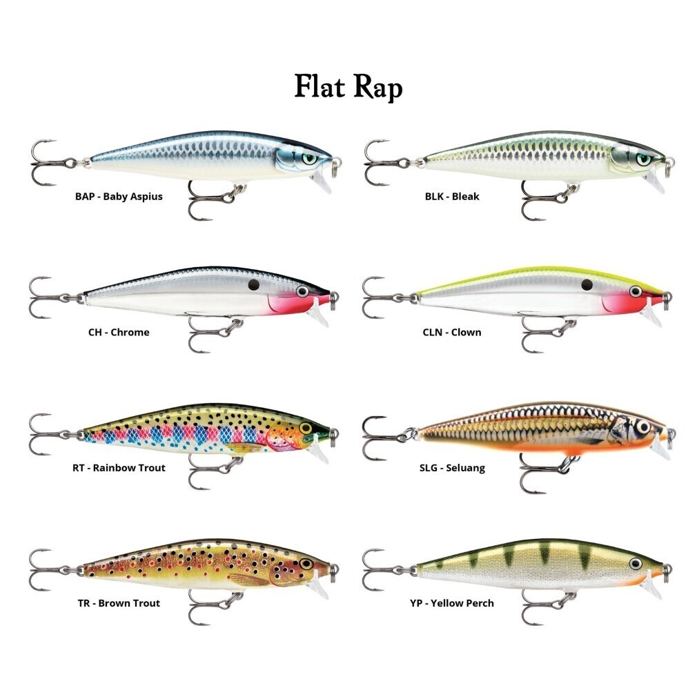 8cm Rapala Flat Rap Floating Shallow Diving Fishing Lure - Rainbow Trout