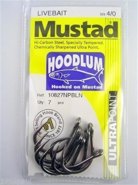 Mustad Hoodlum Live Bait - Bulk 10 Pce Pack-Sizes 1/0,2/0,3/0,4/0