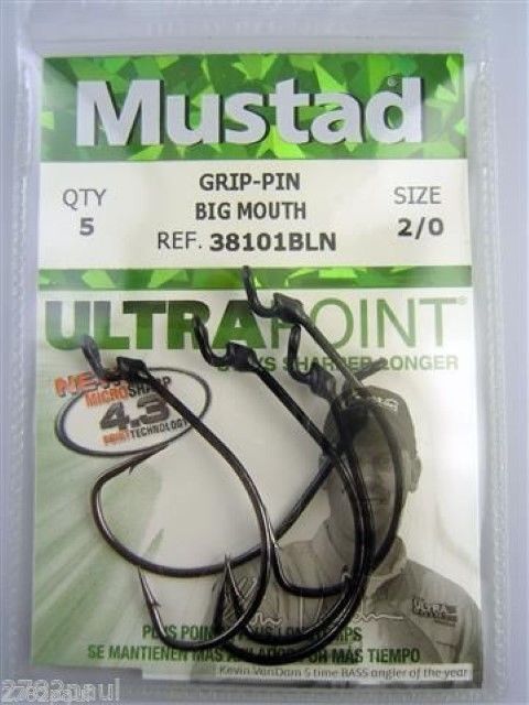 Mustad Kevin Van Dam Grip Pin Size 2/0 - Bulk 10 Pce Value Pack