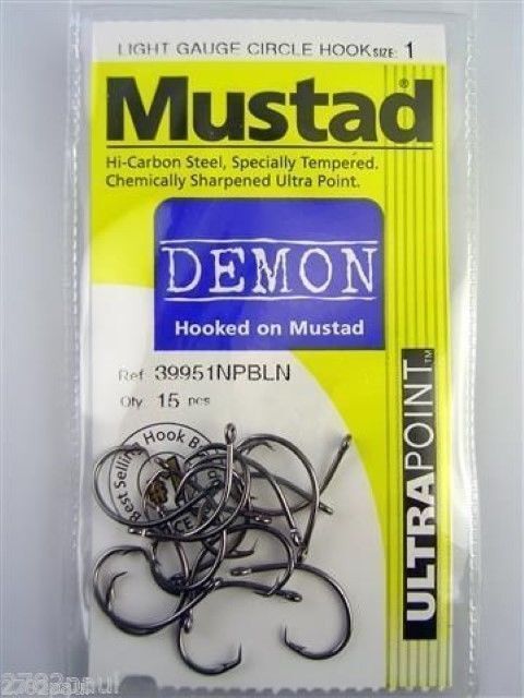 Mustad Demon Circle Hooks Size 1 - Bulk 3 Pack - 39951npbln