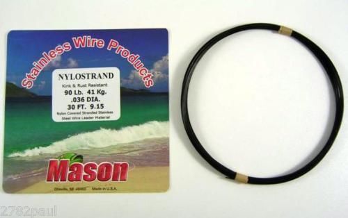 30ft Coil of 90lb Black Nylostrand Stainless Steel Fishing Wire