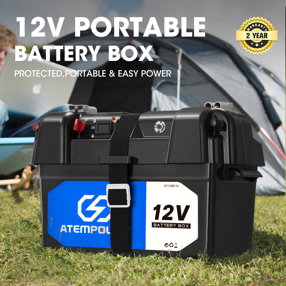 ATEM POWER Battery Box 12V Portable Deep Cycle AGM Universal Large