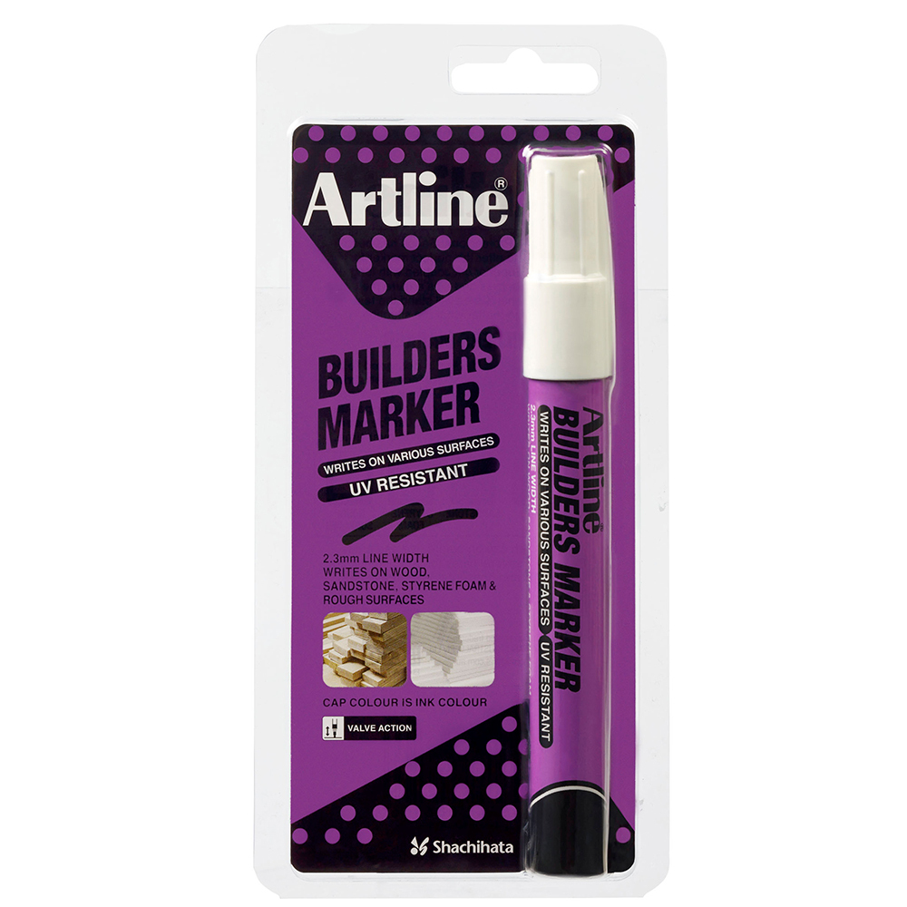 12PK Artline Builders Permanent Marker 2.3mm Bullet Nib - White Hs