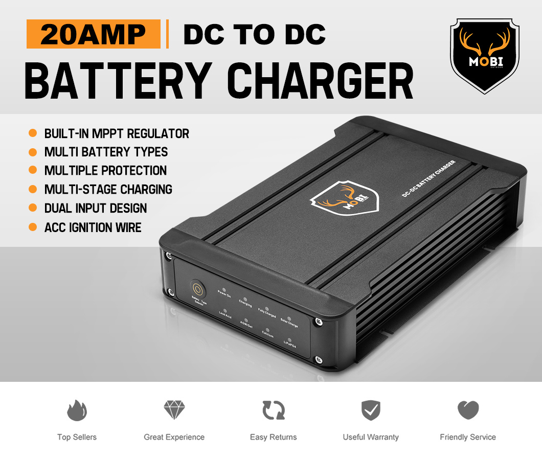 MOBI 12V 20A DC to DC MPPT Battery Charger For Dual Battery System