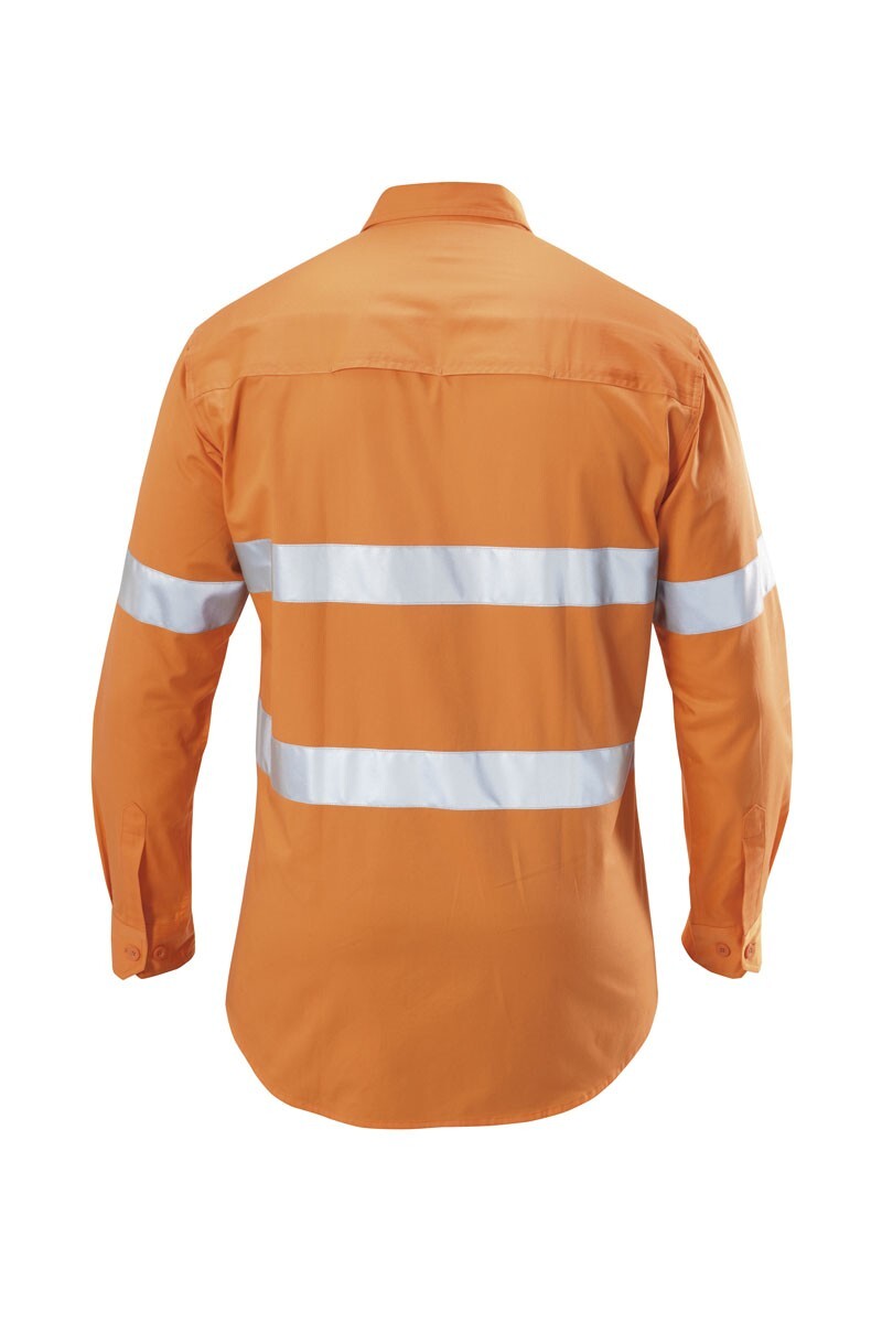 Hard Yakka Koolgear Hi-Visibility Cotton Twill Ventilated Shirt With Tape Long Sleeve Colour Safety Orange Size S
