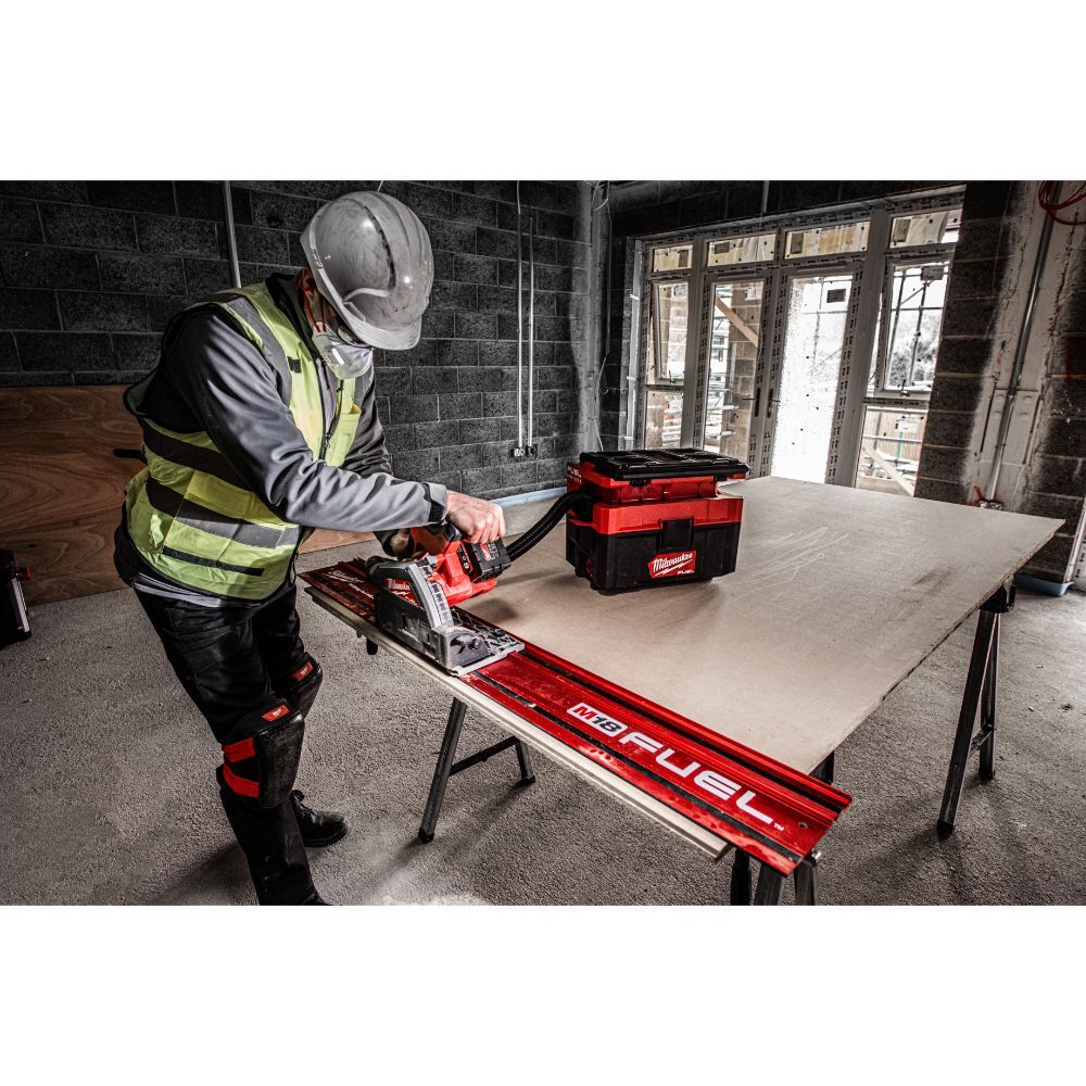 Milwaukee 18V FUEL 165mm Track Saw (Tool Only) with 1400mm Guide Rail with Clamps M18FPS55-0-Kit
