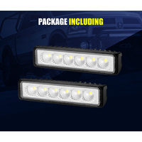 Pair 6inch LED Work Light Bar Flood Beam Lamp Reverse Offroad 4x4
