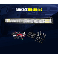 LIGHTFOX 28inch LED Light Bar Tri Row Flood Spot Combo Offroad Driving Lamp 4WD