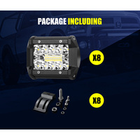 LIGHTFOX 8x 4inch LED Work Light Bar Spot Flood Work Fog Lamp Reverse Offroad 4WD