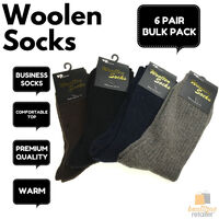 6 Pairs WOOL BLEND SOCKS Men's Soft Dress Thick Work Thermal Warm Cushion BULK - 6-11
