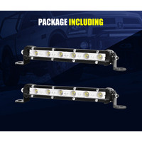 LIGHTFOX Pair 7inch LED Light Bar Super Slim Single Row 12V 24V Work Lamp Offroad 4x4
