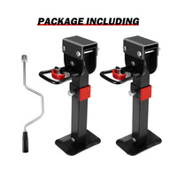 SAN HIMA 2x 400mm Drop Down Corner Legs W/Handle Steel Base 1200LBS Caravan Camper Trailer