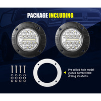 LIGHTFOX 2x 5inch Flush Mount LED Work Light Bar Combo Reverse Round Fog Lamp 4WD