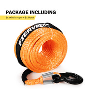 FIERYRED Synthetic Winch Rope 10MM x 30M Dyneema SK75 Tow Recovery Rope Orange 4WD