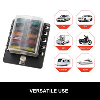 SAN HIMA 10 Way Blade Fuse Box Fuse Block Holder with Fuses for 12V/24V Marine