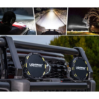 LIGHTFOX 9" Osram Laser LED Driving Lights Black Round Offroad Truck SUV 4x4