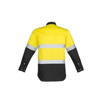Syzmik Mens Hi Vis Spliced Industrial Shirt Hoop Taped Yellow/Navy Small