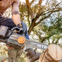 WORX NITRO 40V (2x 20V) Brushless 40cm/16" Chainsaw Kit with 2x 20V 2ah Batteries + Dual Port Charger WG385E.B