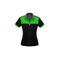 Ladies Charger Polo Black/Green/Grey 24