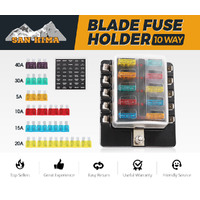 SAN HIMA 10 Way Blade Fuse Box Fuse Block Holder with Fuses for 12V/24V Marine