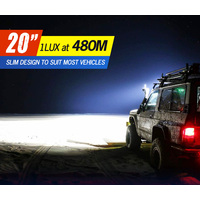 LIGHTFOX 20inch LED Light Bar Tri Row Spot Flood Combo Offroad Work Driving 4WD Truck