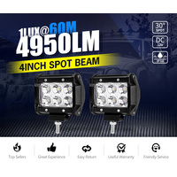 2 x 4inch LED Work Light  Reverse Spot Beam Driving Light Offroad 4x4