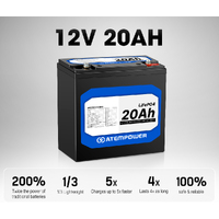 ATEMPOWER 20Ah 12V Lithium Battery LiFePO4 Deep Cycle Marine 4WD Replace AGM
