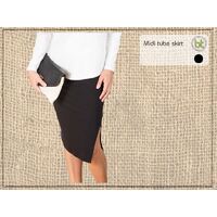 Bamboo Tube Skirt Midi Knee Length Size 8 Colour Black