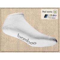 Bamboo Sports Ped Socks Size Mens 4-6 Womens 6-8 Colour White