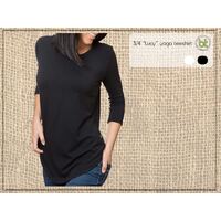 Bamboo Womens 3/4 Sleeve Lucy Yoga Tshirt Size 8 Colour Black